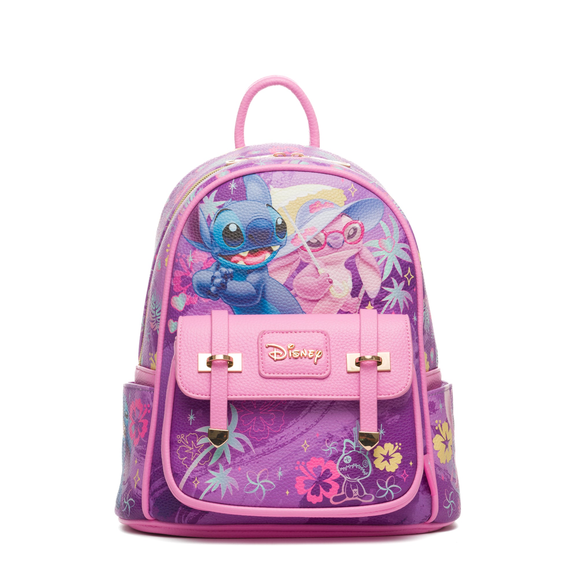 disney lilo & stitch women's mini backpack purple Girls Pink Rucksack Adjustable Straps Durable Polyester School Bag Kids Sports Luggage Featuring images of Stitch and Angel along with line art of Stitch Disney's Lilo and Stitch --