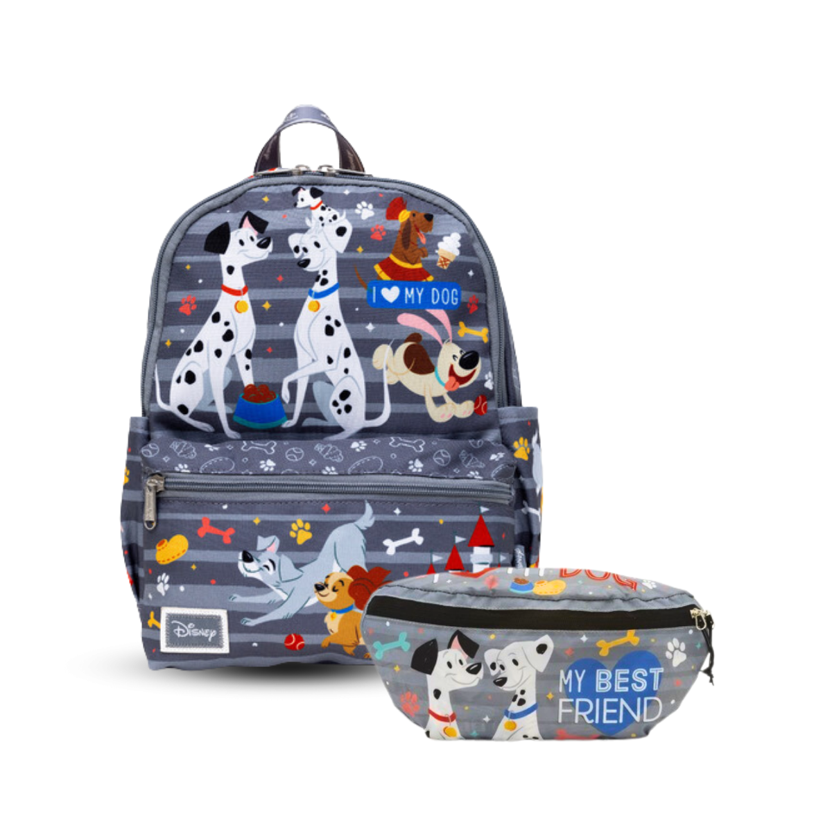 disney dog mini backpack Disney Dogs 13-inch Nylon Backpack and Collapsible Hip Pack Bundle