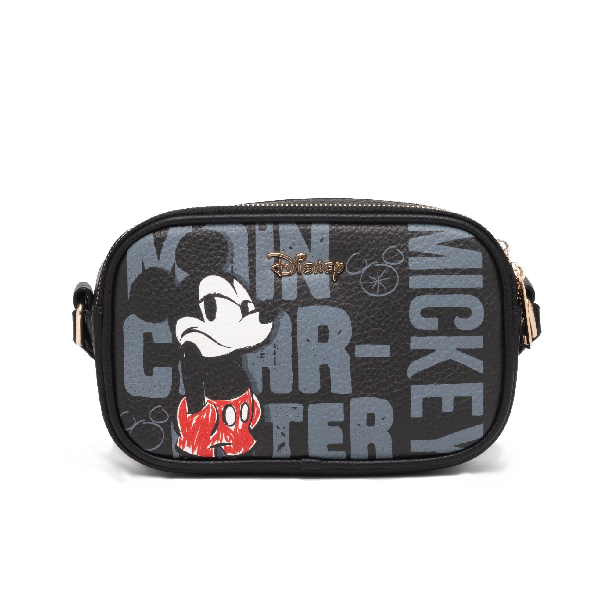 WondaPop Mickey and Minnie Mouse Double Zipper Crossbody/Shoulder Bag