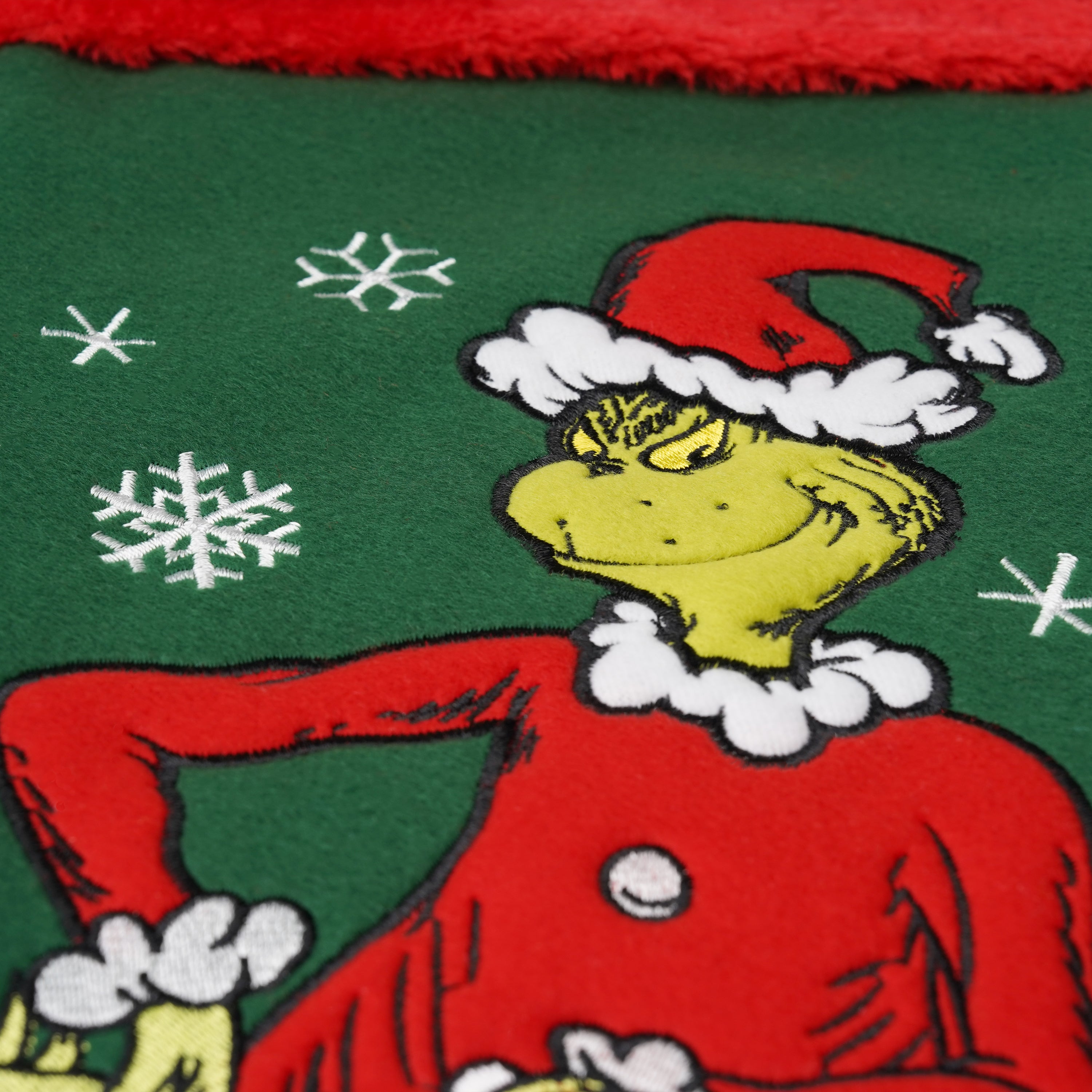 Grinch with a Present 20" Appliqué Christmas Stocking