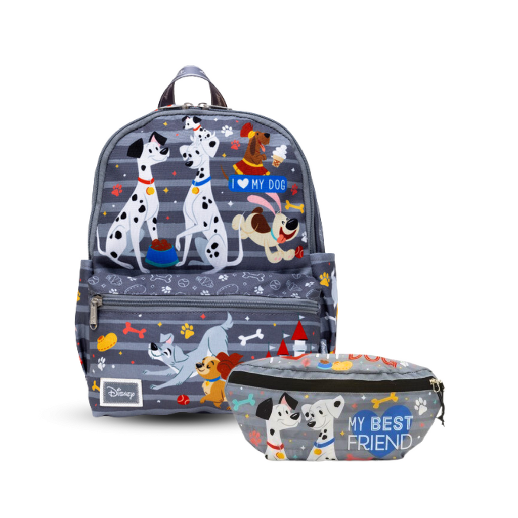 Disney Dogs 13-inch Nylon Backpack and Collapsible Hip Pack Bundle