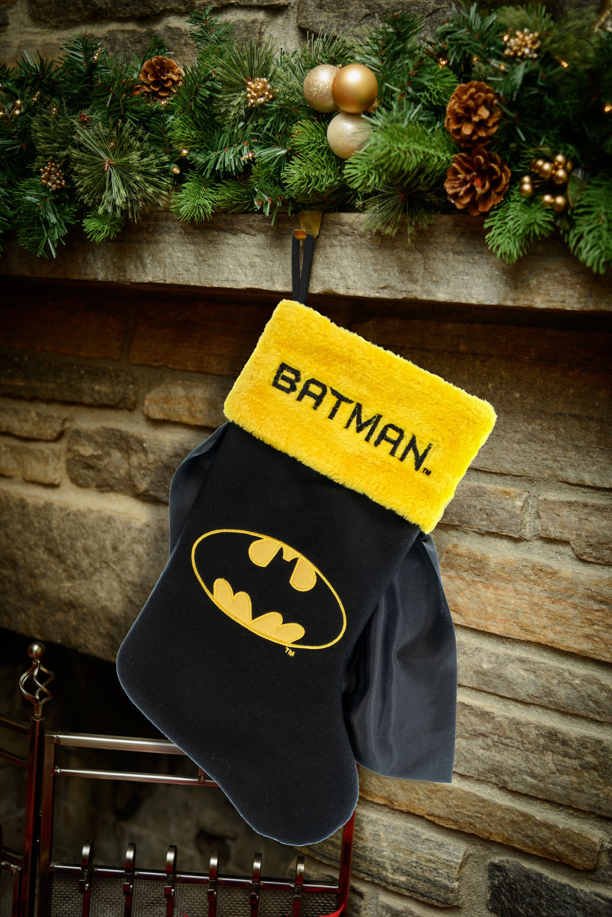 Batman Logo Applique Christmas Stocking