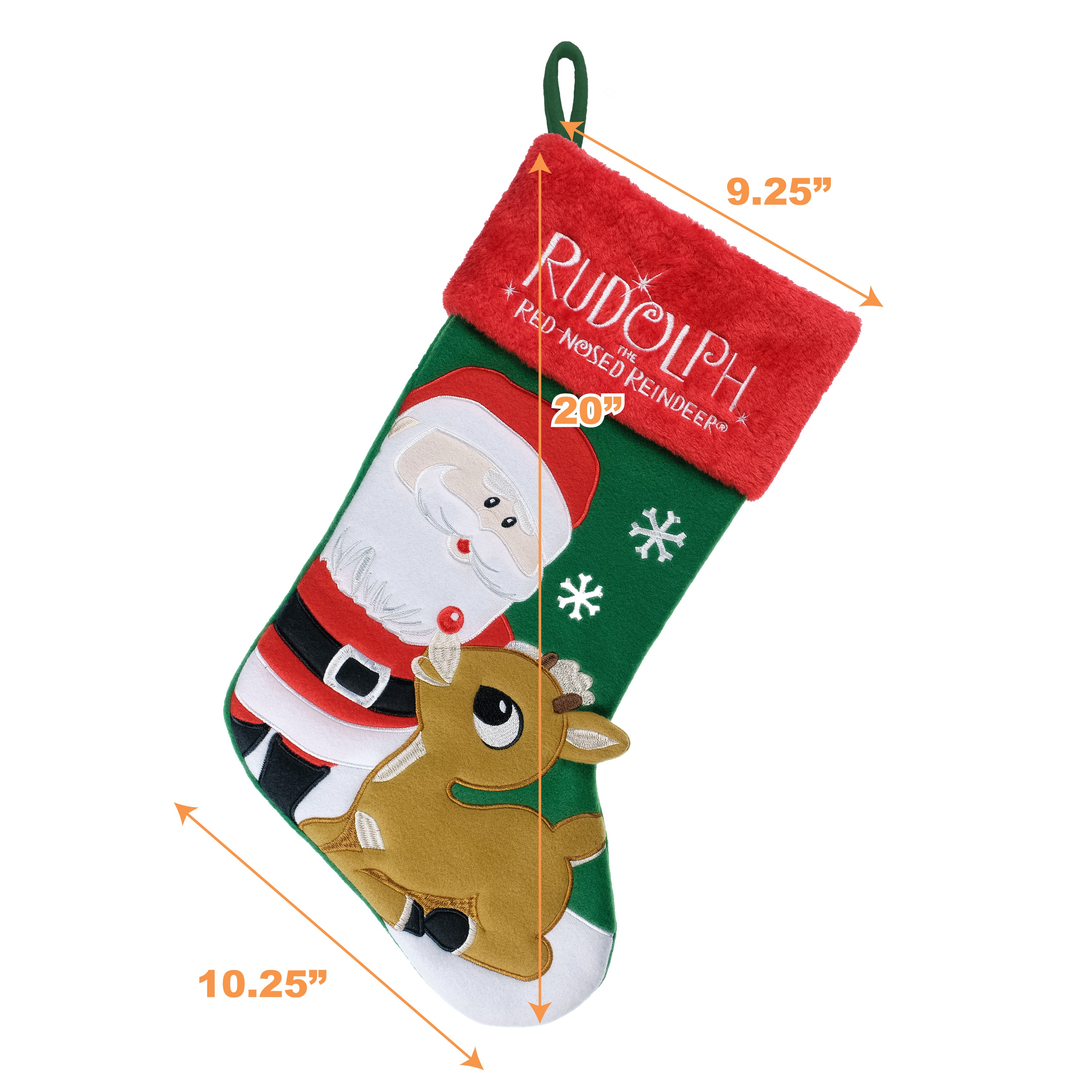 Rudolph the Red Nosed Reindeer Applique Christmas Stocking