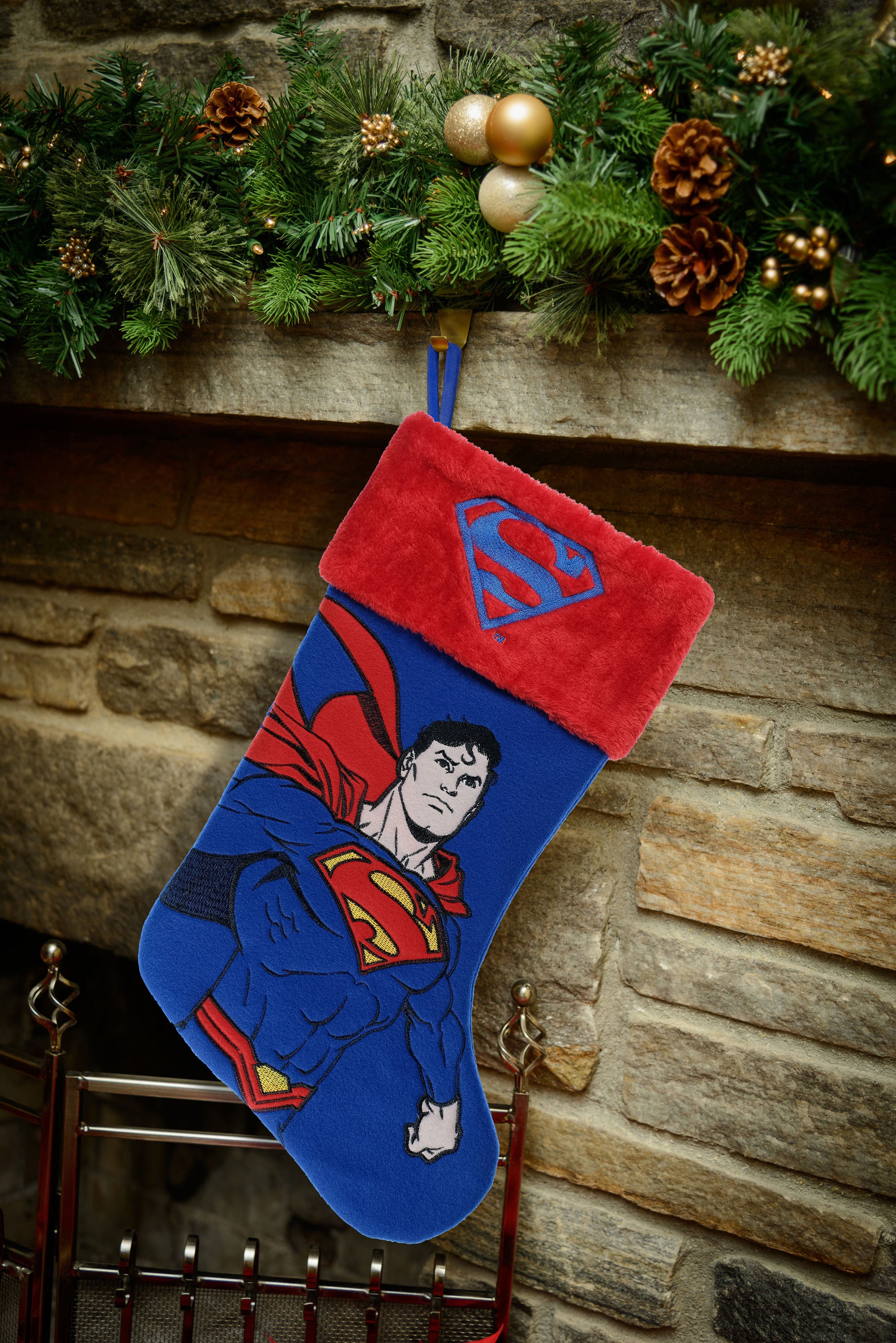 Superman Embroidered 20" Applique Christmas Stocking