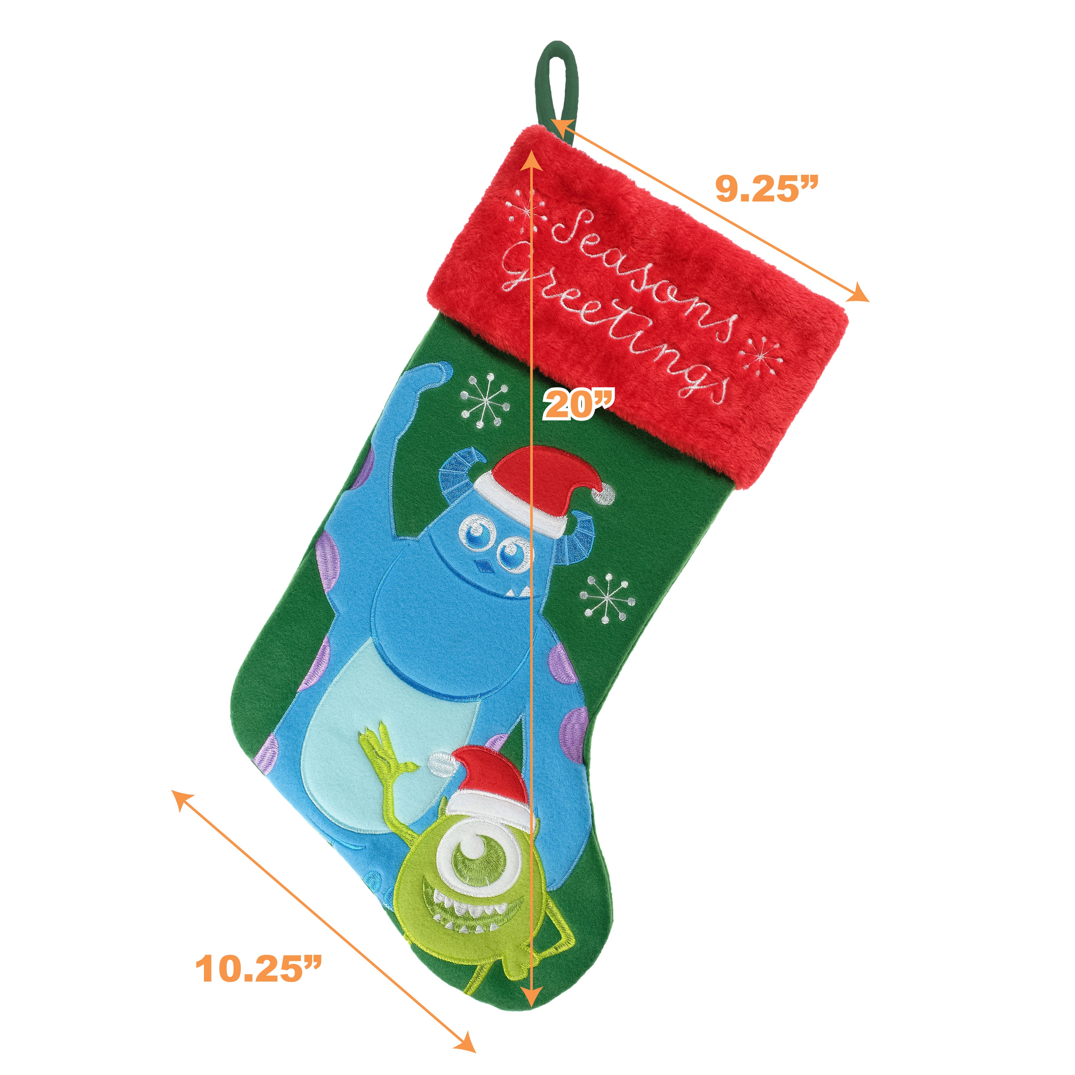 Monsters Inc. Embroidered 20" Applique Christmas Stocking