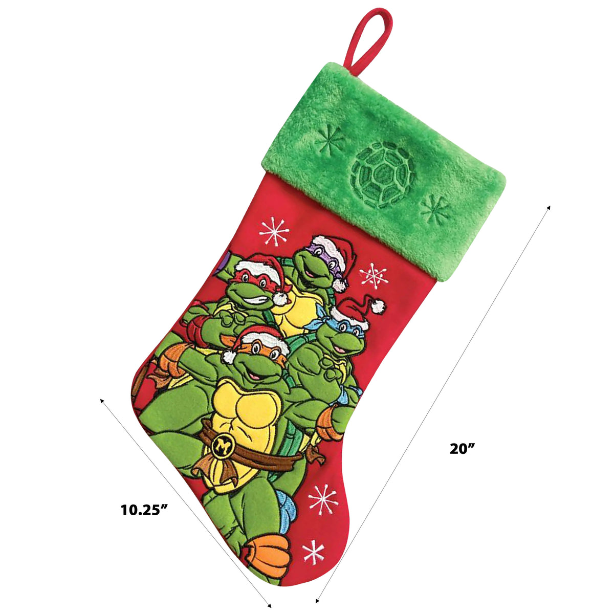 Teenage Mutant Ninja Turtles in Santa Hats Embroidered 20" Applique Christmas Stocking