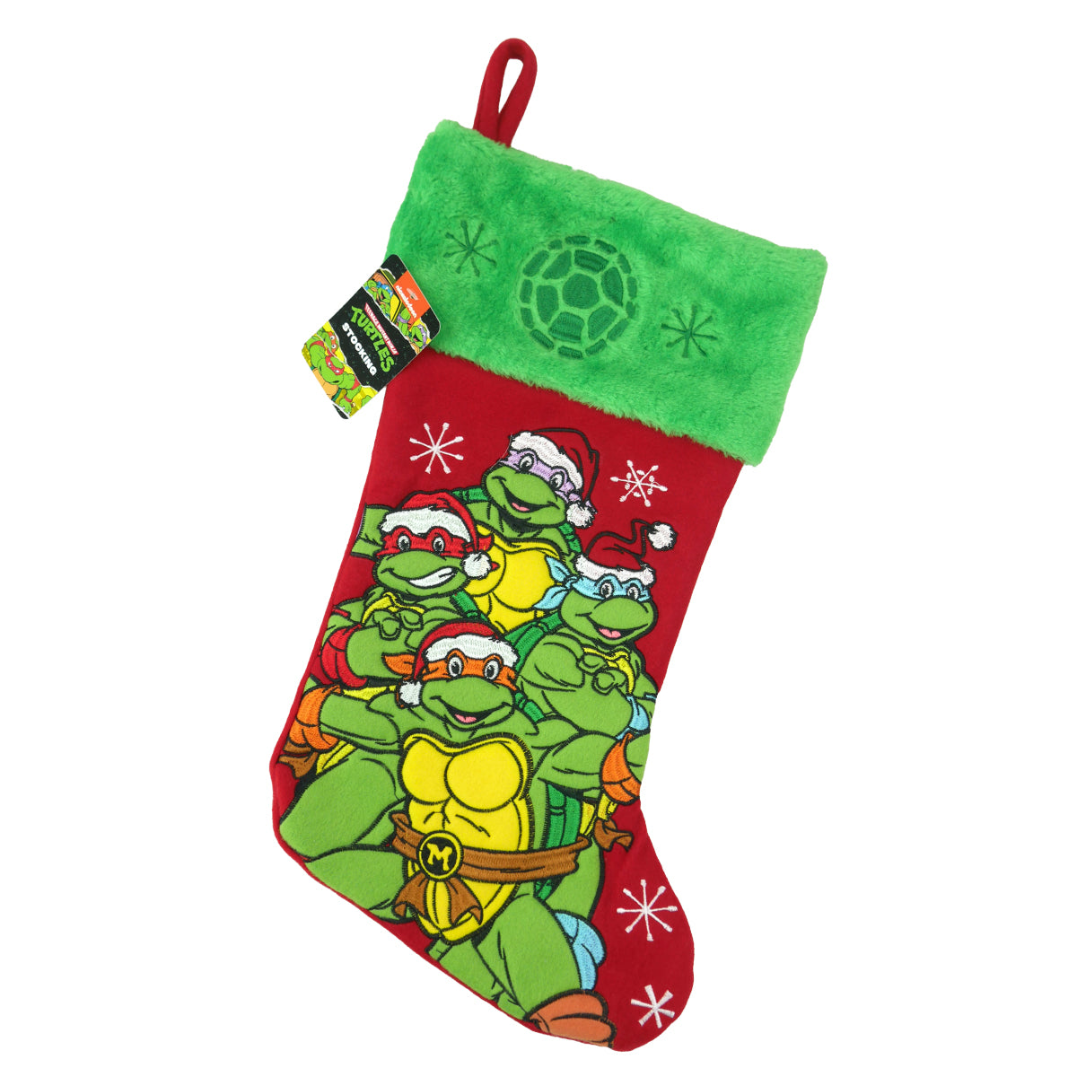 Teenage Mutant Ninja Turtles in Santa Hats Embroidered 20" Applique Christmas Stocking