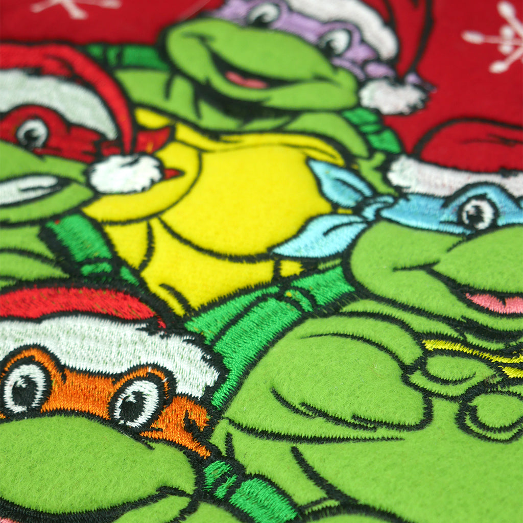 Teenage Mutant Ninja Turtles in Santa Hats Embroidered 20" Applique Christmas Stocking