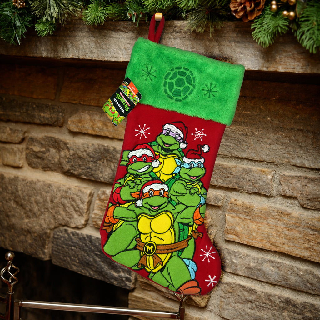 Teenage Mutant Ninja Turtles in Santa Hats Embroidered 20" Applique Christmas Stocking