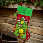 Teenage Mutant Ninja Turtles in Santa Hats Embroidered 20" Applique Christmas Stocking