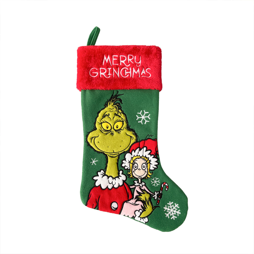 How the Grinch Stole Christmas Grinch and Cindy-Lou Who 20" Applique Christmas Stocking