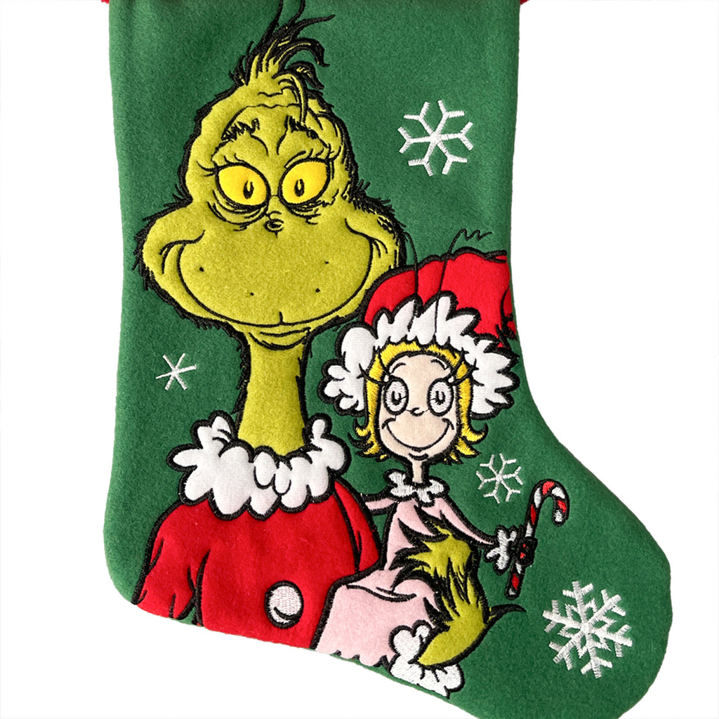 How the Grinch Stole Christmas Grinch and Cindy-Lou Who 20" Applique Christmas Stocking