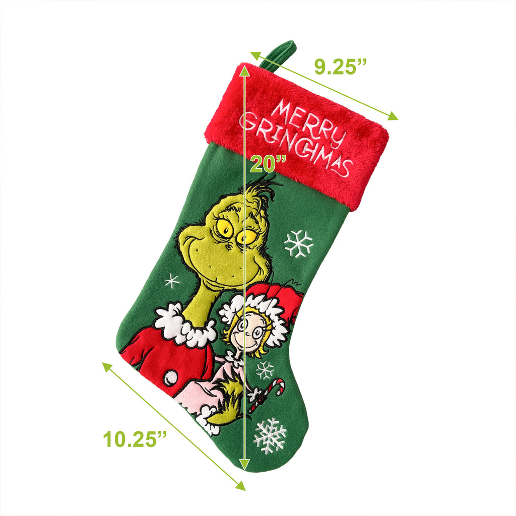How the Grinch Stole Christmas Grinch and Cindy-Lou Who 20" Applique Christmas Stocking