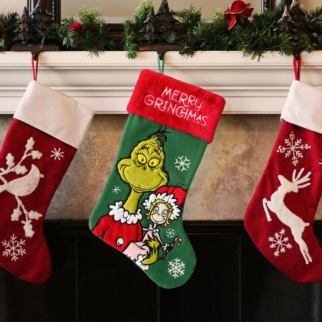 How the Grinch Stole Christmas Grinch and Cindy-Lou Who 20" Applique Christmas Stocking
