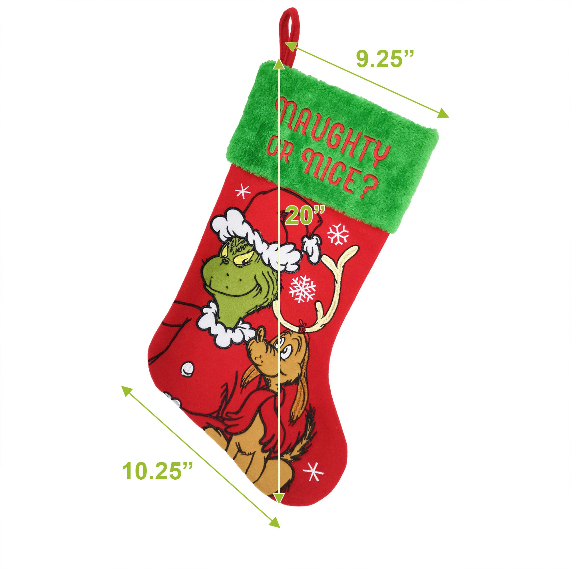 How the Grinch Stole Christmas Grinch and Max 20" Applique Christmas Stocking