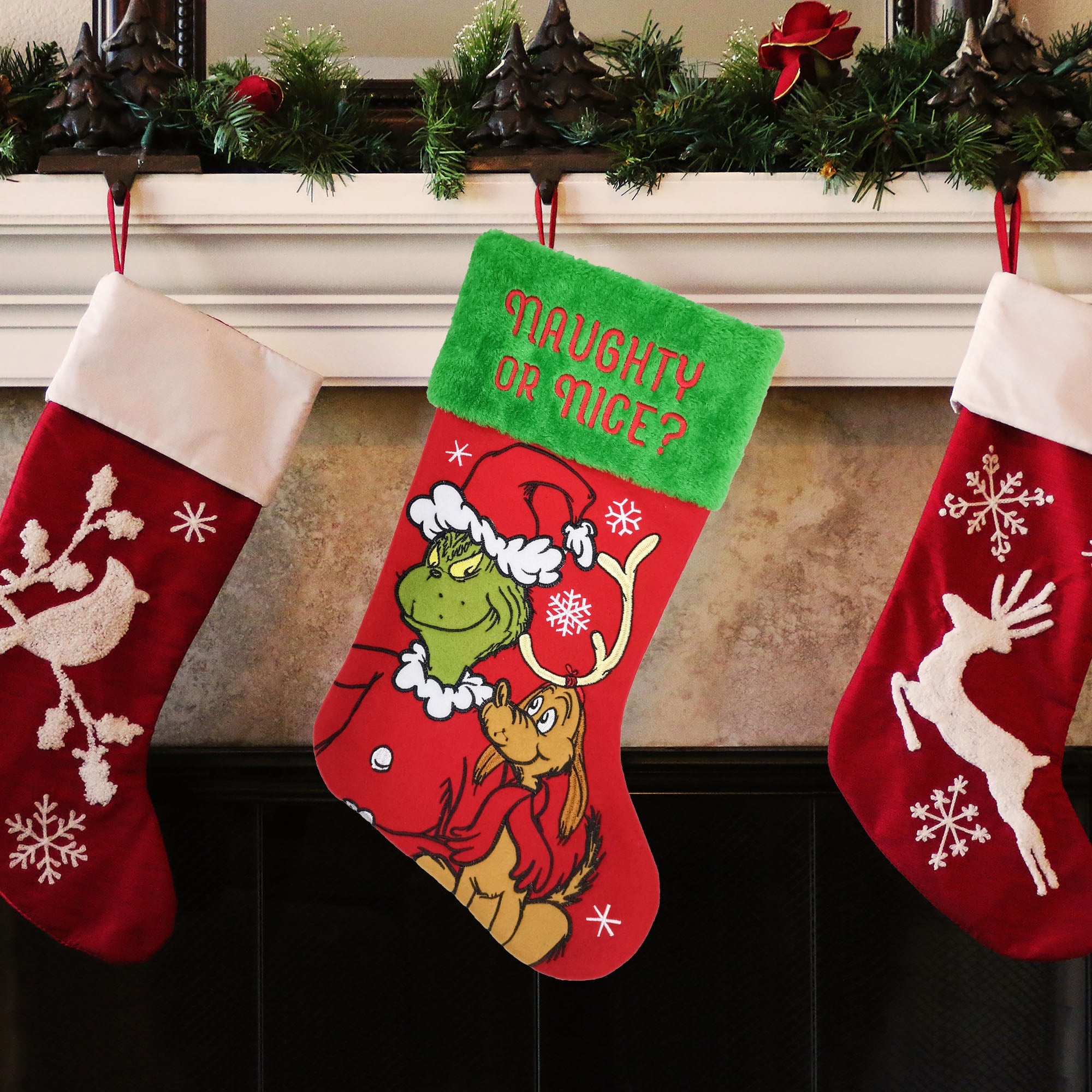 How the Grinch Stole Christmas Grinch and Max 20" Applique Christmas Stocking