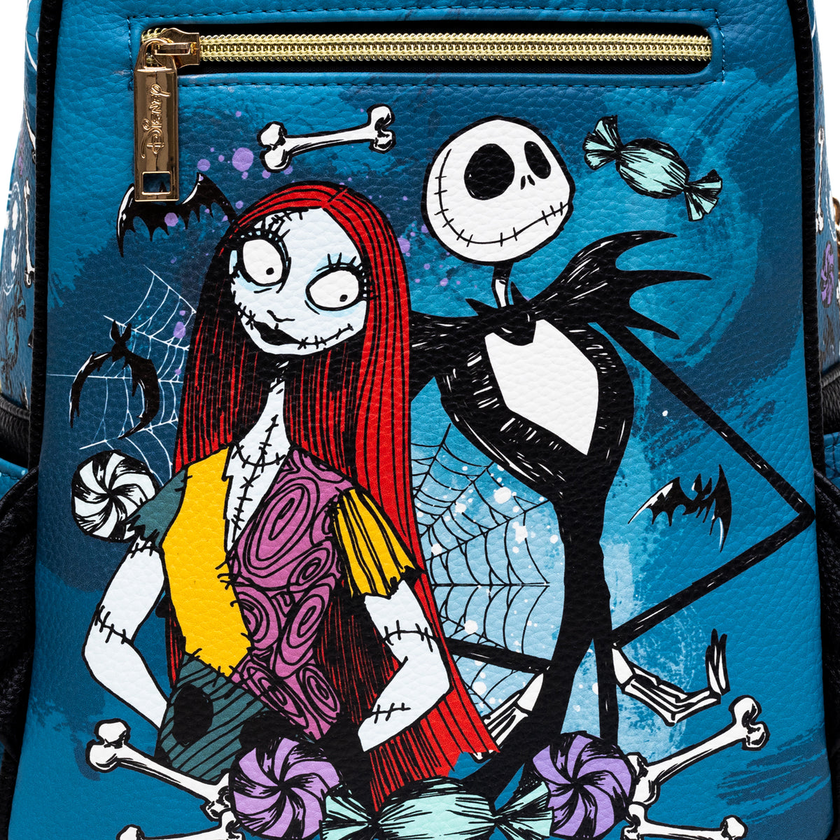 The Nightmare Before Christmas Jack & Sally WondaPop 11" Vegan Leather Fashion Mini Backpack