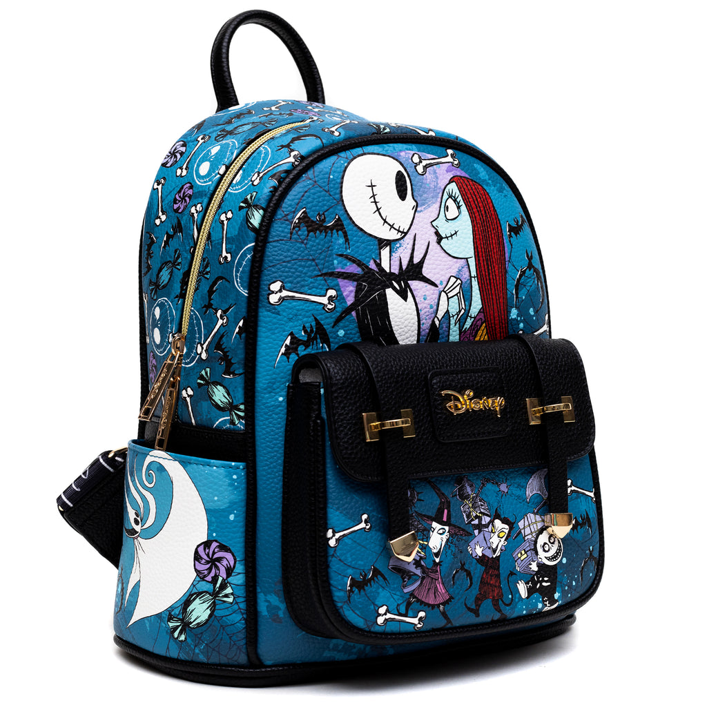 The Nightmare Before Christmas Jack & Sally WondaPop 11" Vegan Leather Fashion Mini Backpack