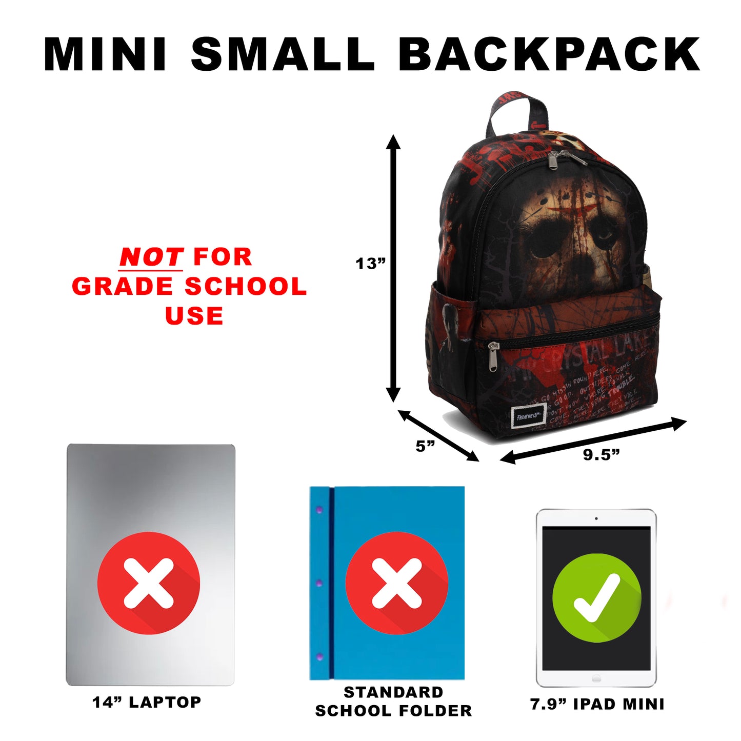 
                  
                    Jason from Friday the 13th 13-inch Nylon Mini Small Backpack
                  
                