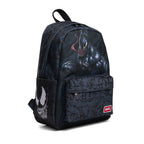 Marvel Venom backpack in black and charcoal featuring a large graphic of Venom on the front pocket and a red Marvel brand label.