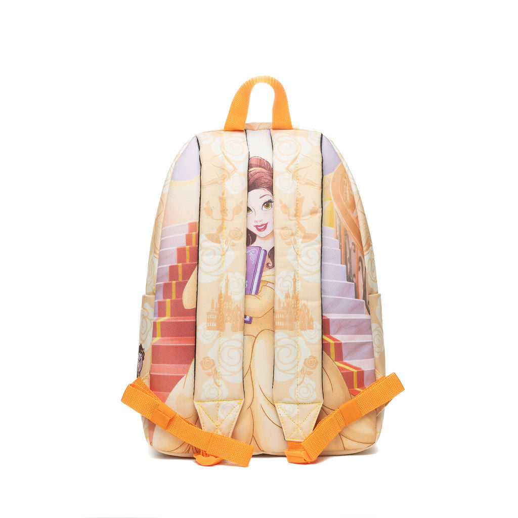 WondaPop Disney Princess Belle Backpack 16” Girls School Backpack with Laptop Sleeve, Front Pocket & Side Pockets, Beauty and the Beast Bookbag for