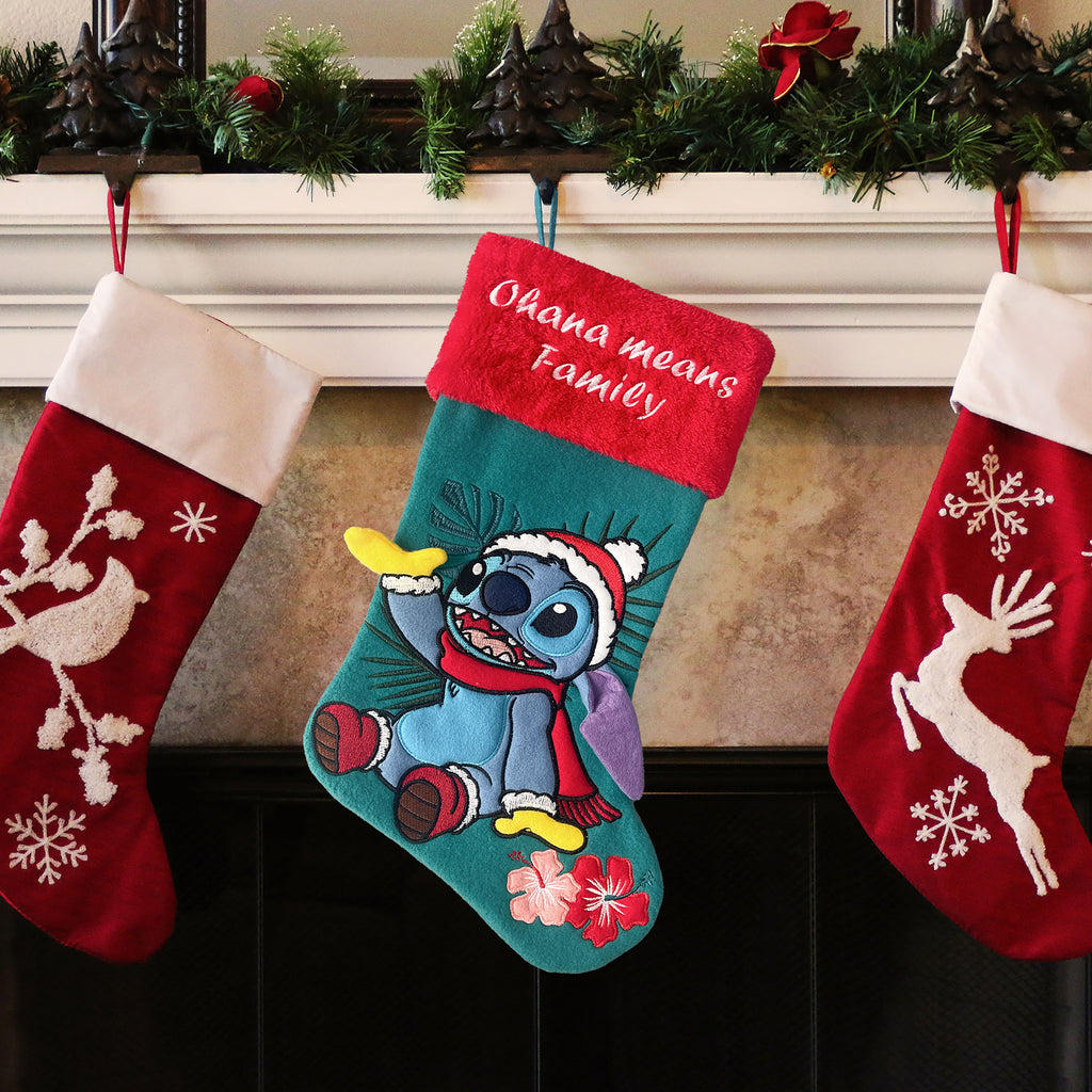 Stitch in Santa Hat Applique Christmas Stocking