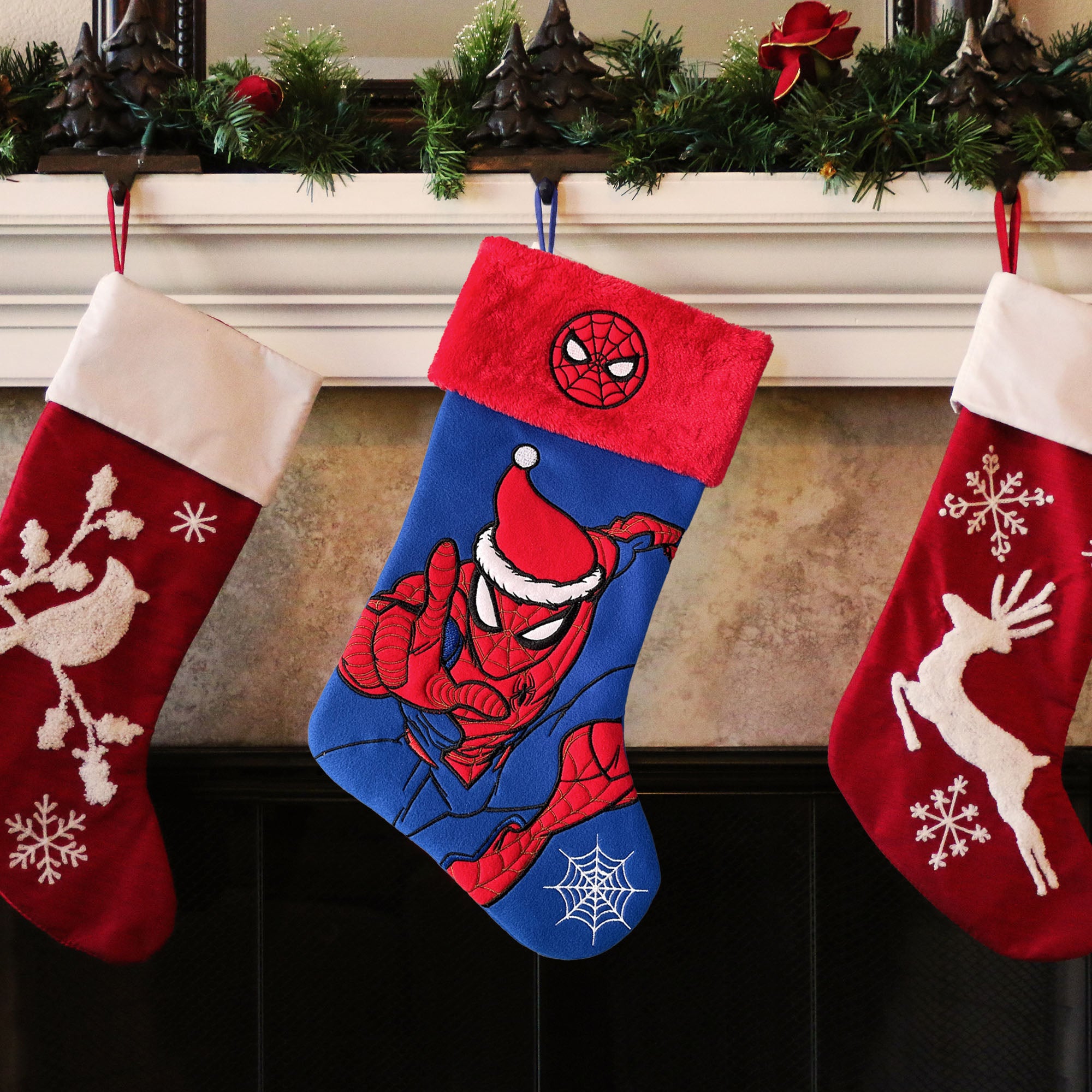 Spider-man in Santa Hat Embroidered Christmas Stocking