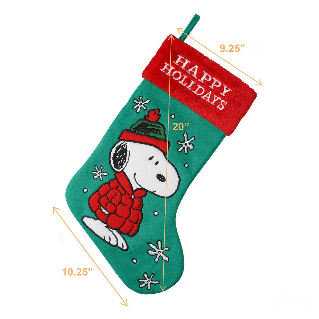 Snoopy in Puffer Jacket Embroidered Christmas Stocking