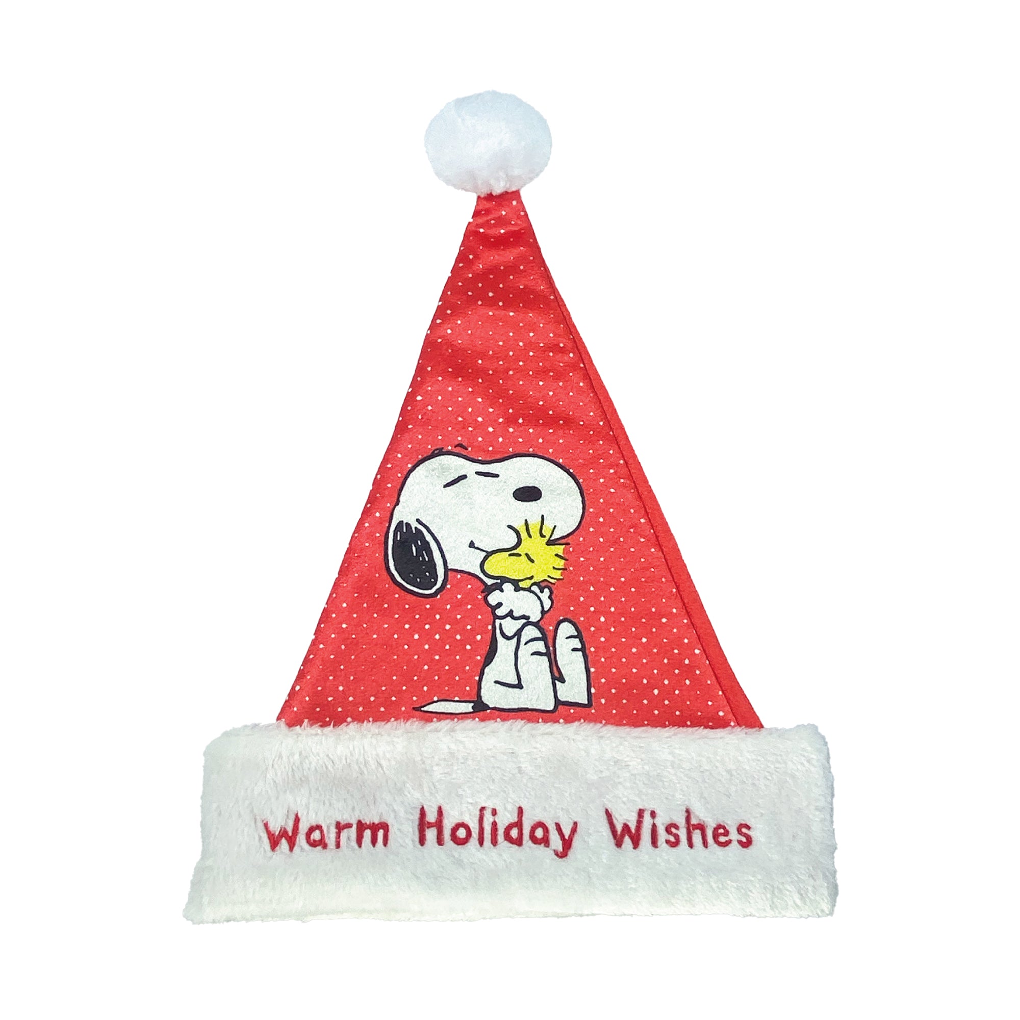 Snoopy Hugging Woodstock Santa Hat