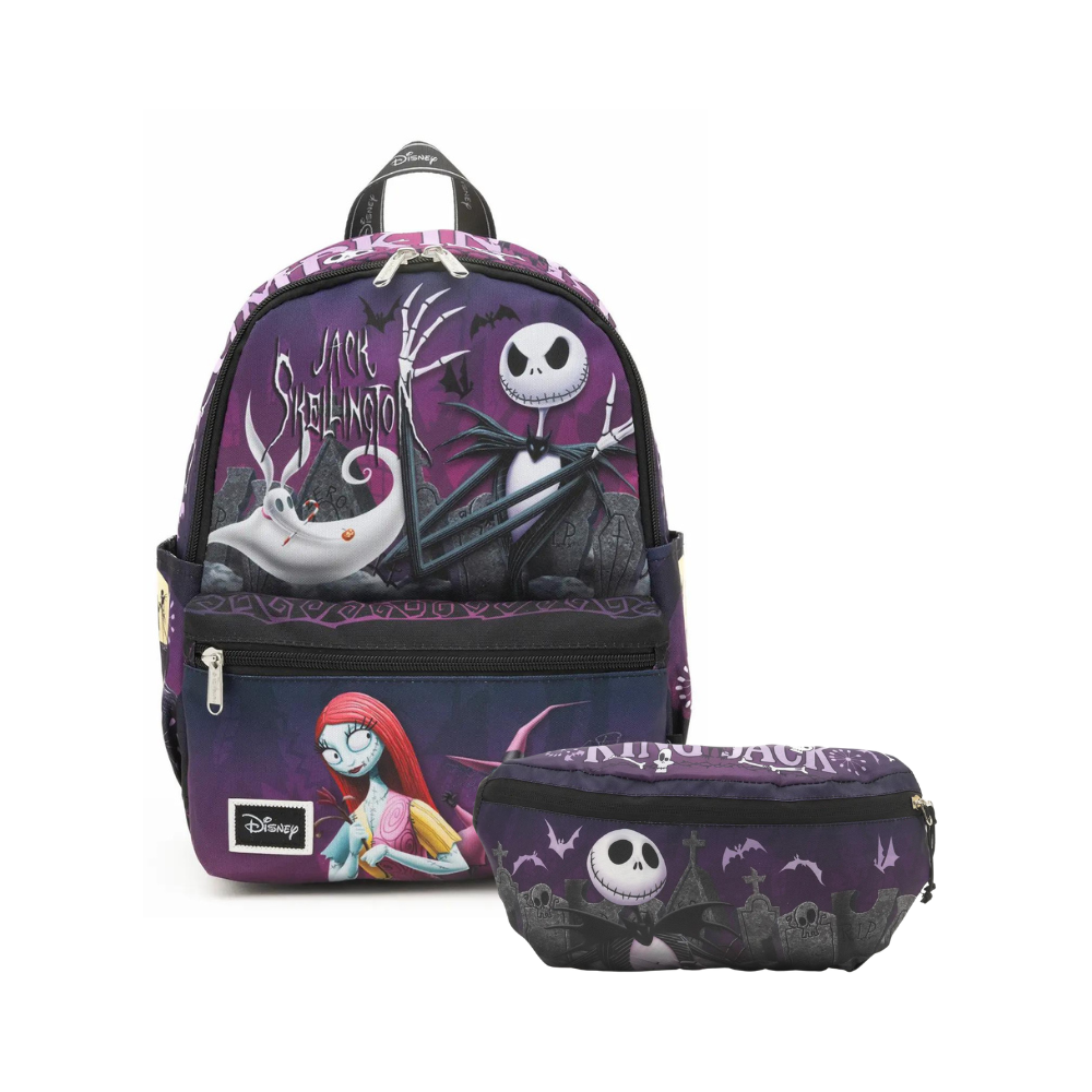 The Nightmare Before Christmas 13-inch Nylon Backpack and Packable Hip Pack Bundle