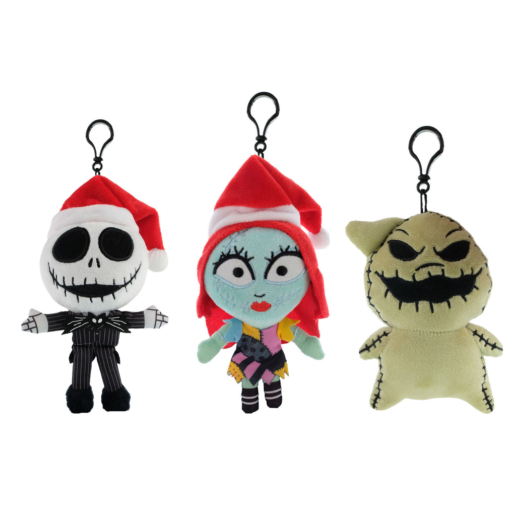 Nightmare Before Christmas 3-pack of 6 inch Plush Clips featuring Jack, Sally and Oogie Boogie