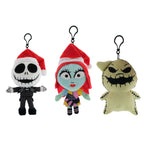 Nightmare Before Christmas 3-pack of 6 inch Plush Clips featuring Jack, Sally and Oogie Boogie