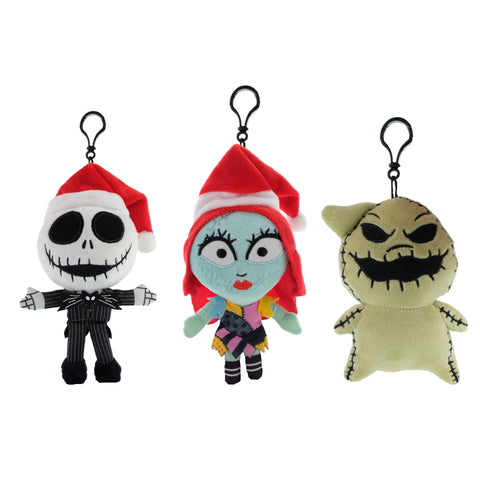 Nightmare Before Christmas 3-pack of 6 inch Plush Clips featuring Jack, Sally and Oogie Boogie