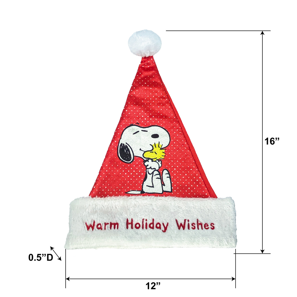 Snoopy Hugging Woodstock Santa Hat