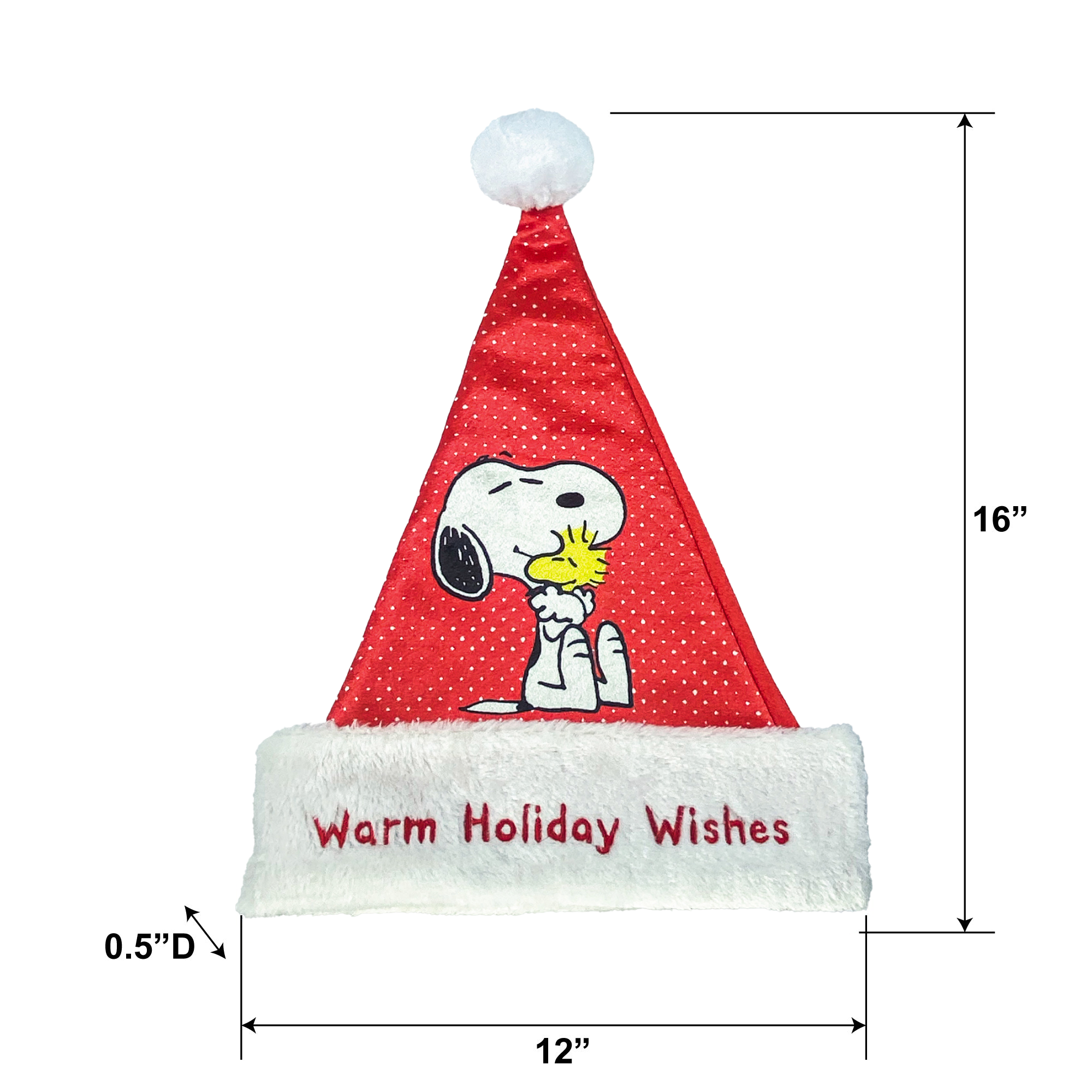Snoopy Hugging Woodstock Santa Hat