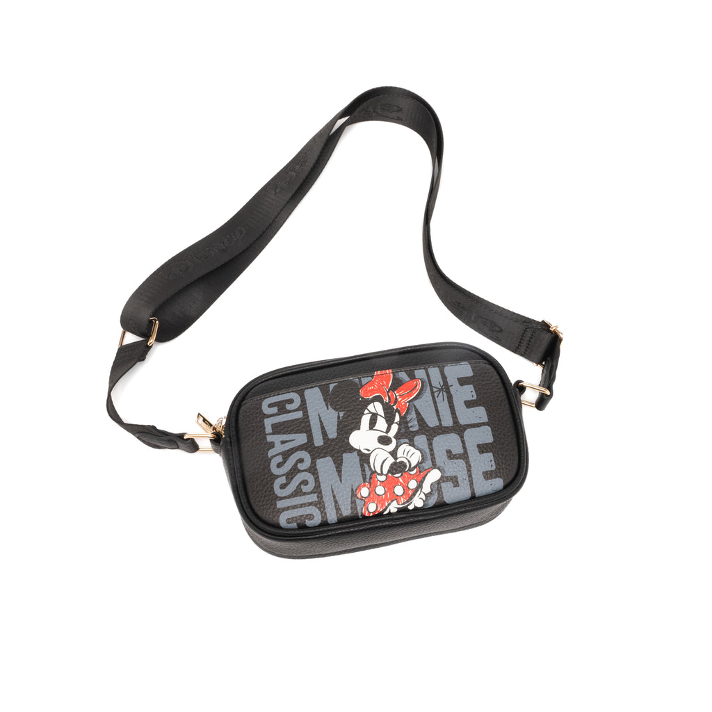 WondaPop Mickey and Minnie Mouse Double Zipper Crossbody/Shoulder Bag