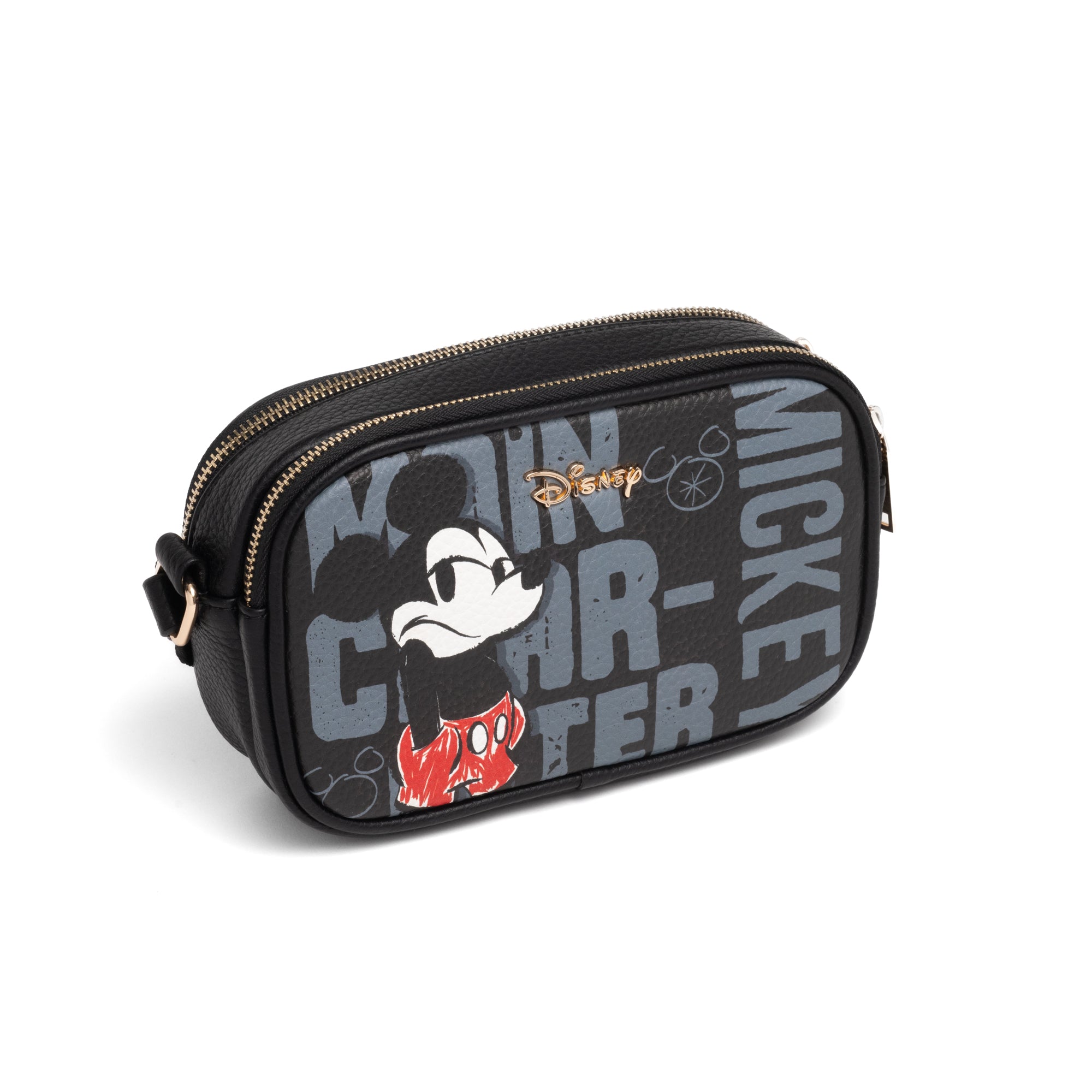 WondaPop Mickey and Minnie Mouse Double Zipper Crossbody/Shoulder Bag