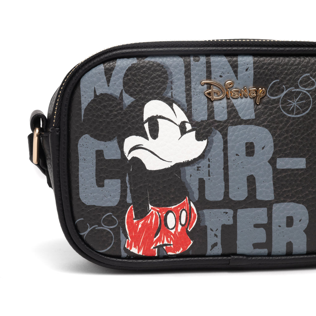 WondaPop Mickey and Minnie Mouse Double Zipper Crossbody/Shoulder Bag