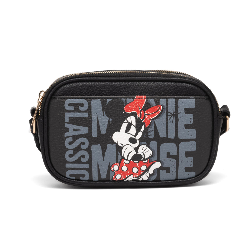WondaPop Mickey and Minnie Mouse Double Zipper Crossbody/Shoulder Bag