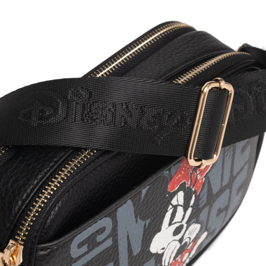 WondaPop Mickey and Minnie Mouse Double Zipper Crossbody/Shoulder Bag