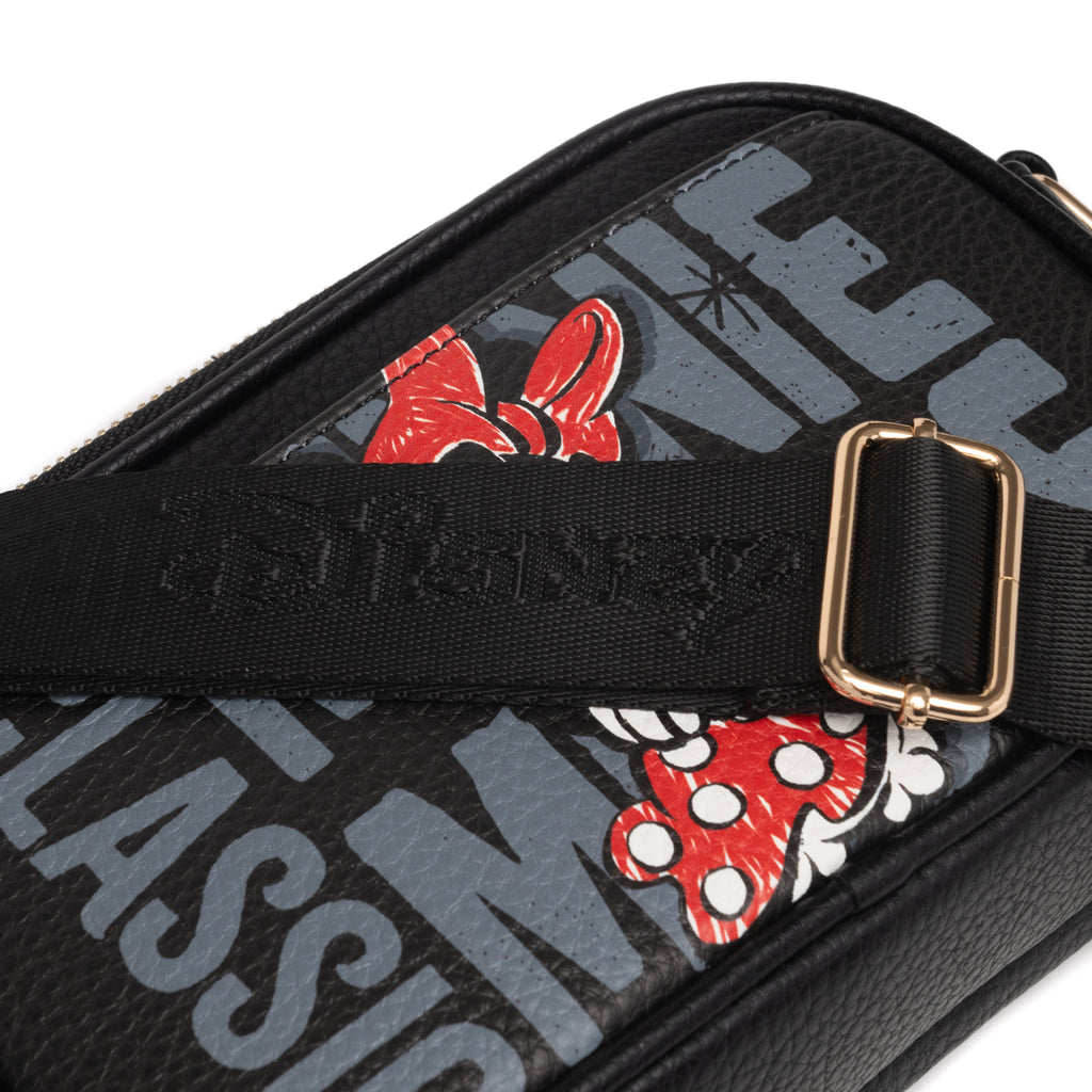 WondaPop Mickey and Minnie Mouse Double Zipper Crossbody/Shoulder Bag