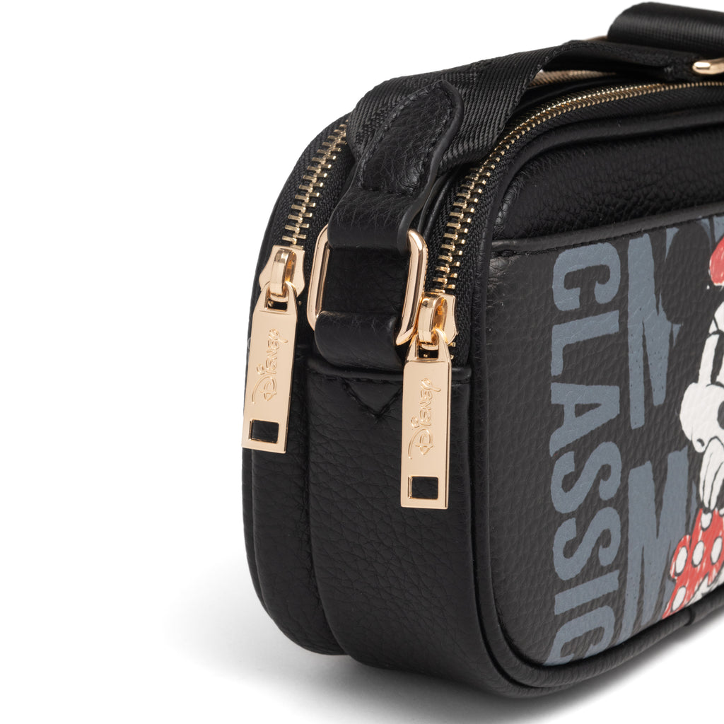 WondaPop Mickey and Minnie Mouse Double Zipper Crossbody/Shoulder Bag