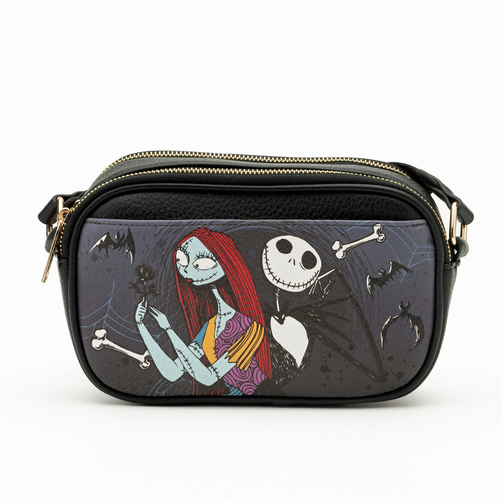 WondaPop Jack and Sally Double Zipper Crossbody/Shoulder Bag