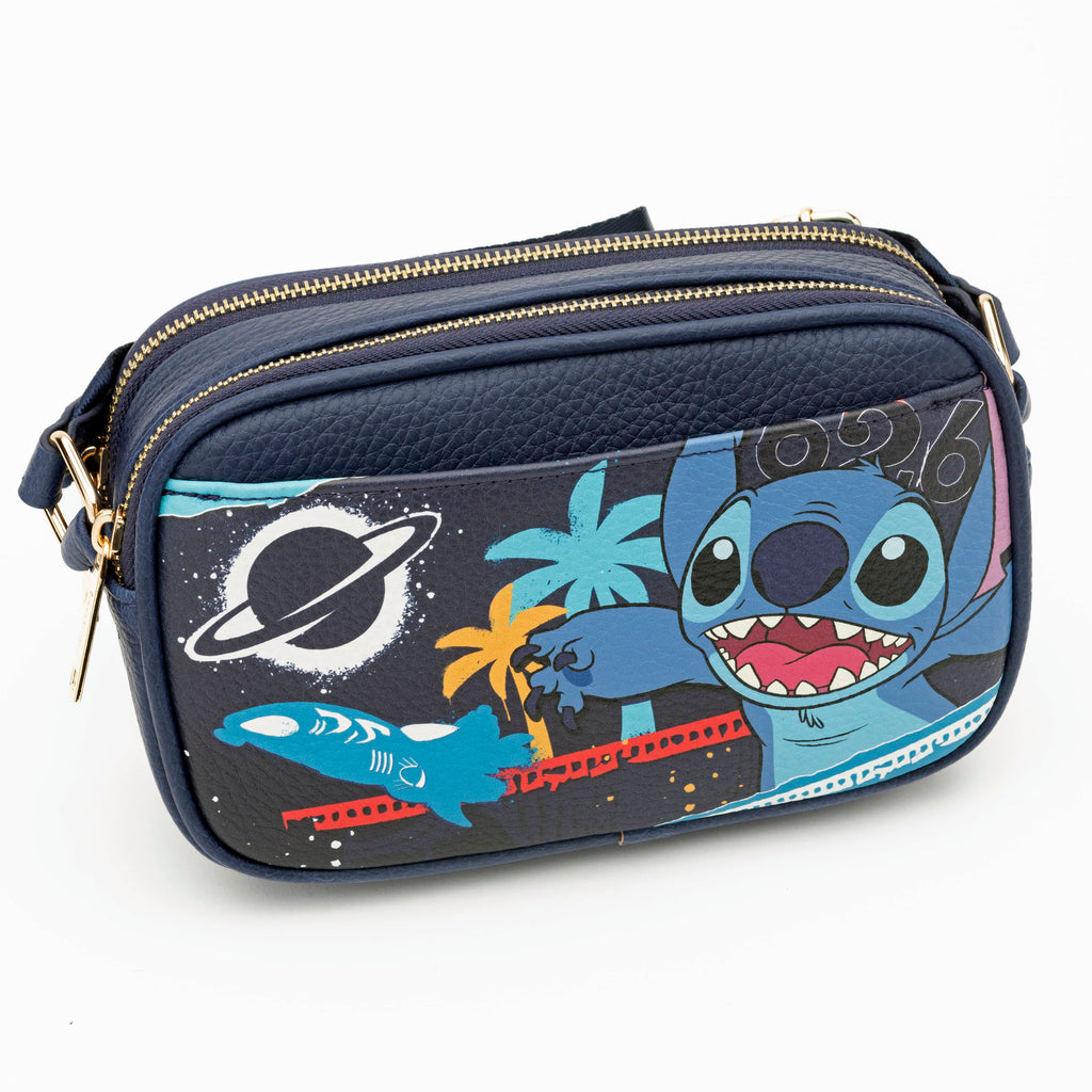 WondaPop Stitch Double Zipper Crossbody/Shoulder Bag