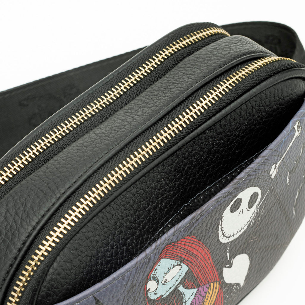 WondaPop Jack and Sally Double Zipper Crossbody/Shoulder Bag
