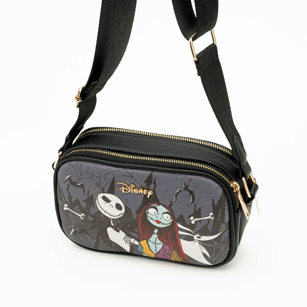 WondaPop Jack and Sally Double Zipper Crossbody/Shoulder Bag