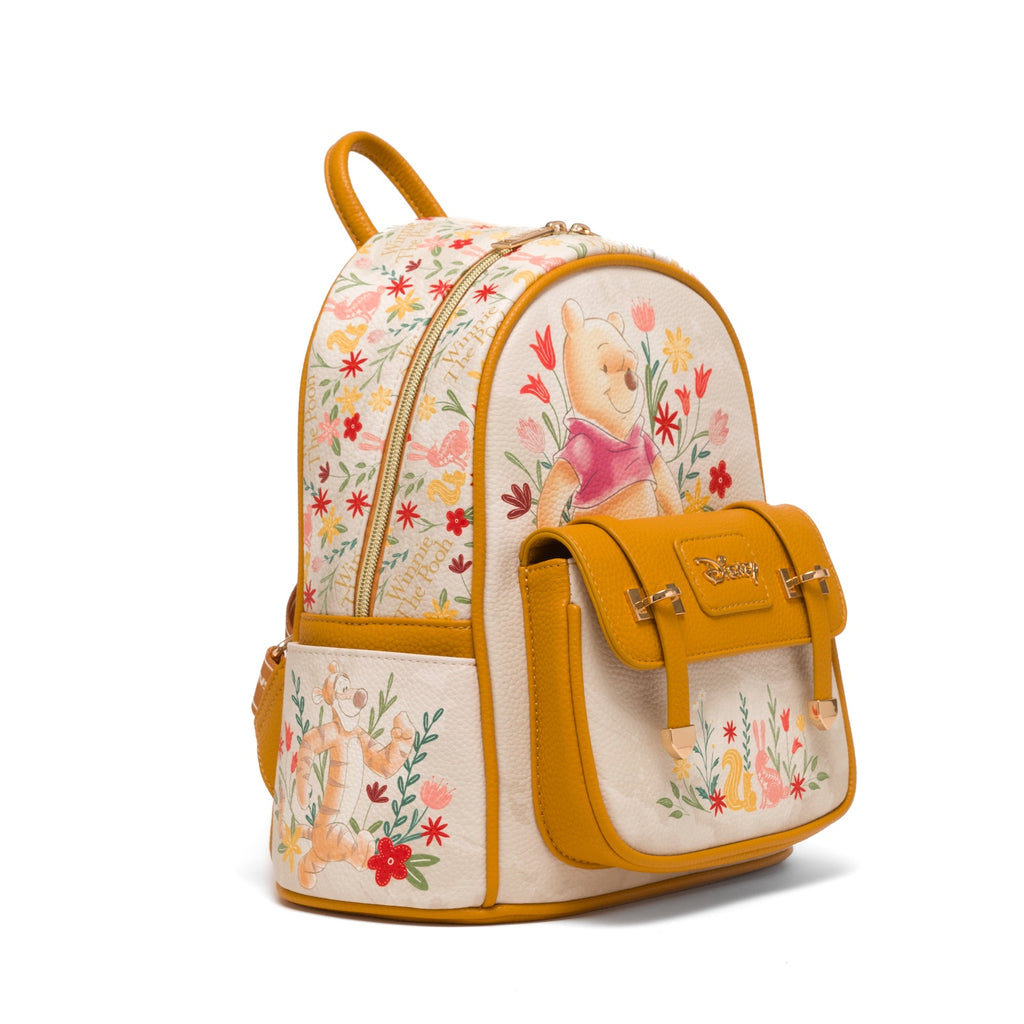 Winnie the Pooh among the Flowers WondaPop 11" Vegan Leather Fashion Mini Backpack