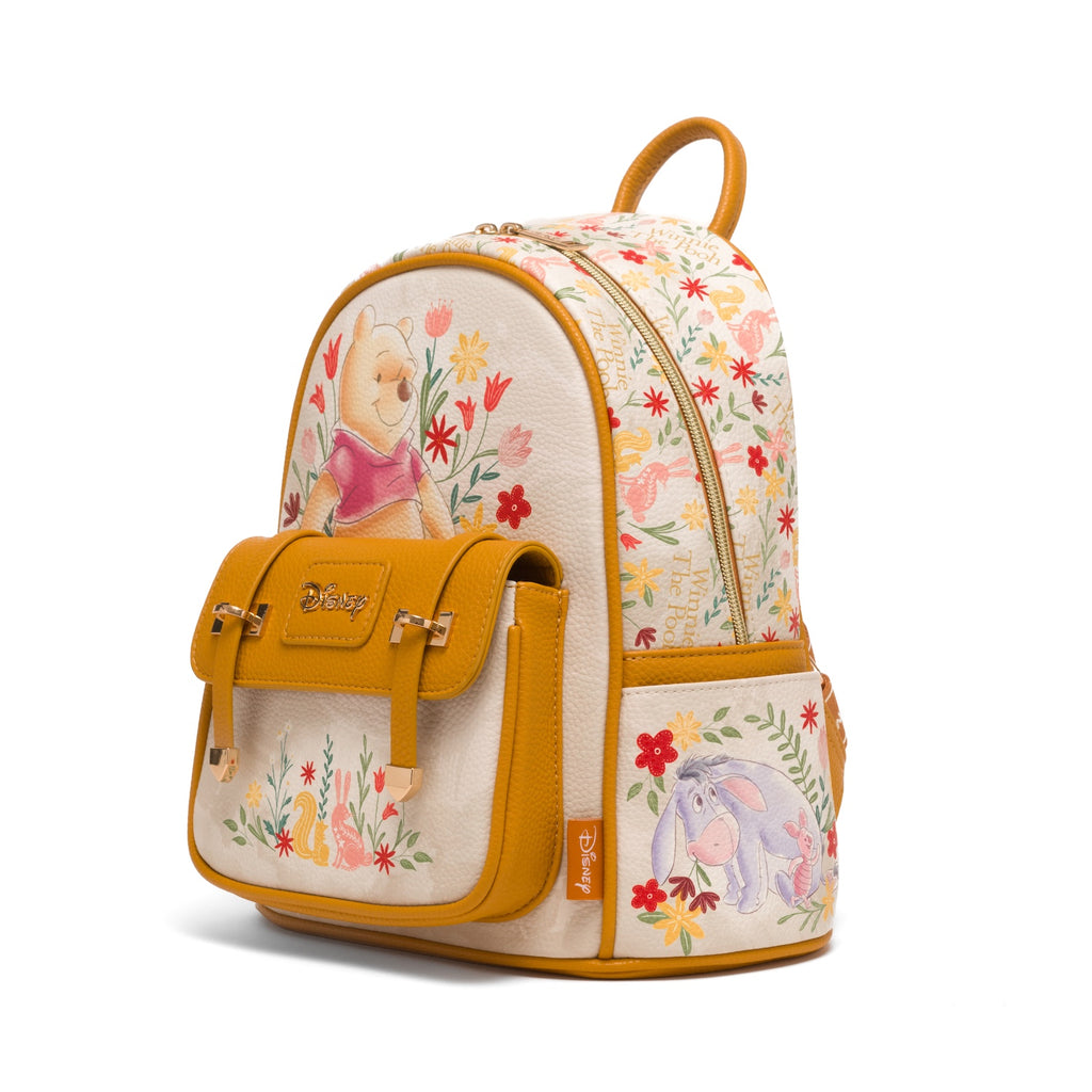 Winnie the Pooh among the Flowers WondaPop 11" Vegan Leather Fashion Mini Backpack