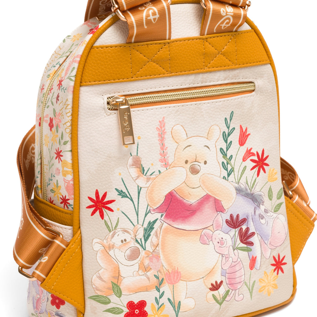 Winnie the Pooh among the Flowers WondaPop 11" Vegan Leather Fashion Mini Backpack