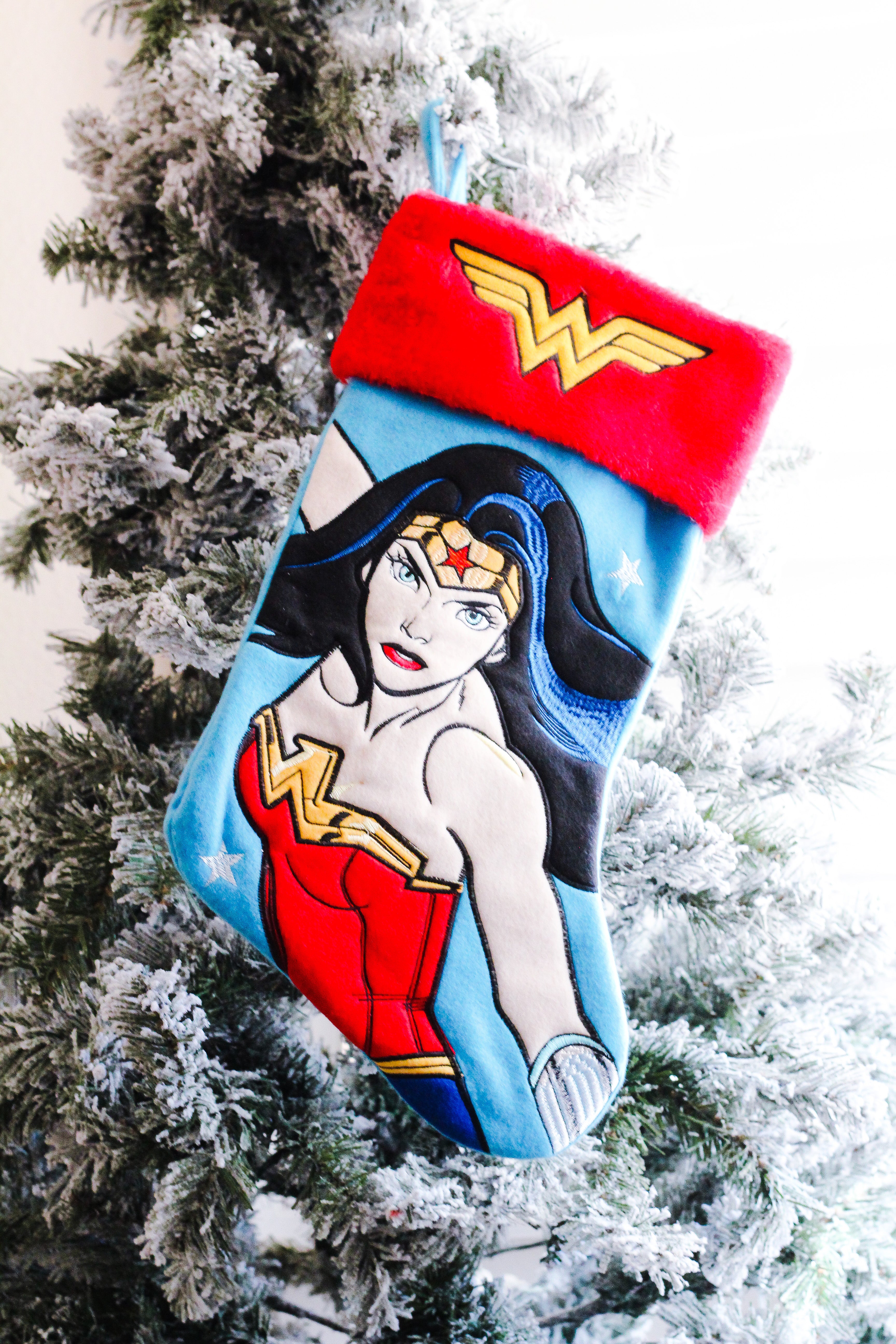 Wonder Woman Applique Christmas Stocking